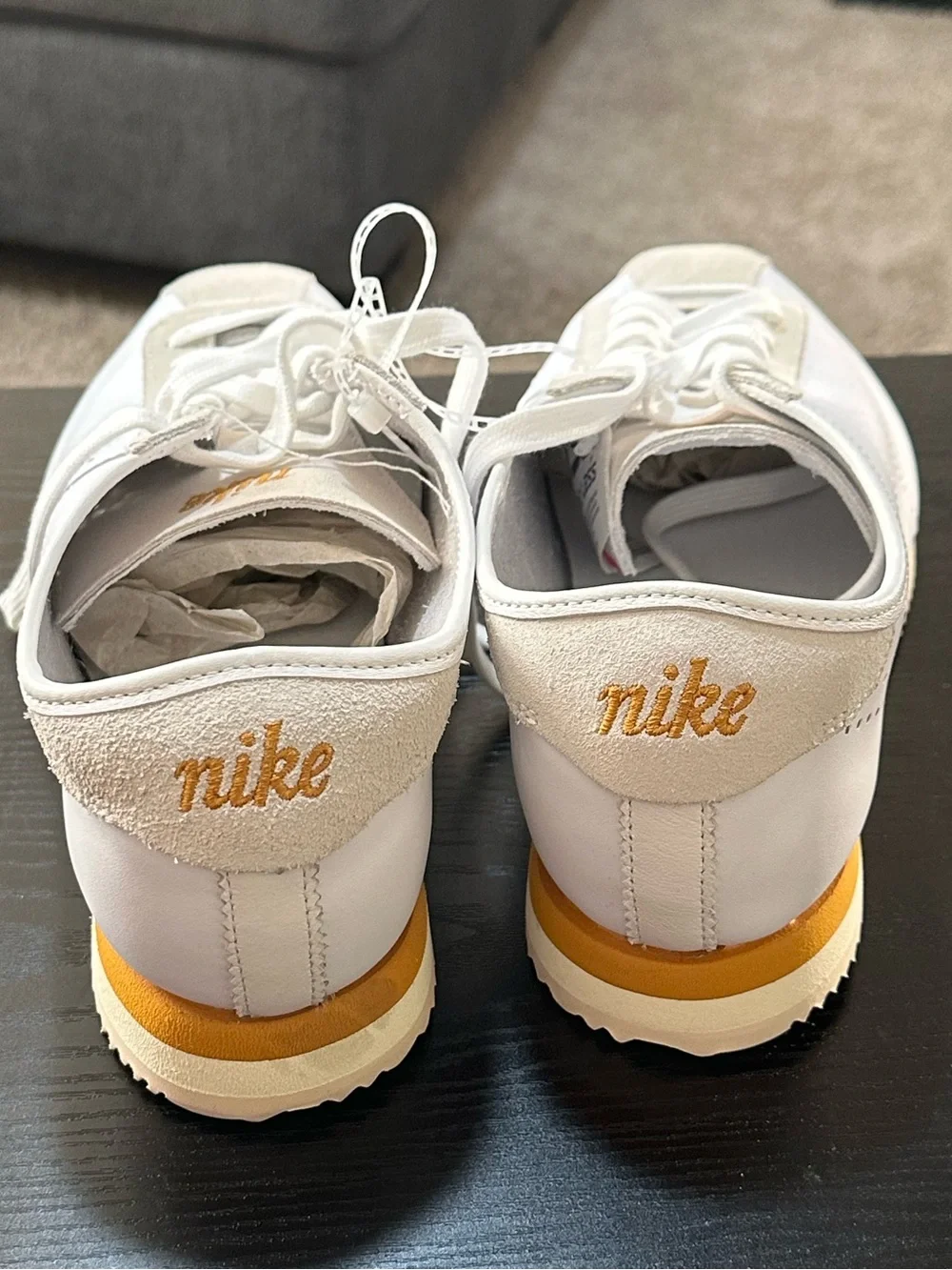 Nike WMNS Cortez Leather White Bronze Perforated Swoosh NWOB Sz 11.5